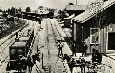 Depot and tracks, Waymart, Pennsylvania, 1895 by American Photographer